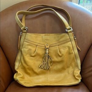 Perlina New York Pebbled Leather Tassle Shoulder Bag